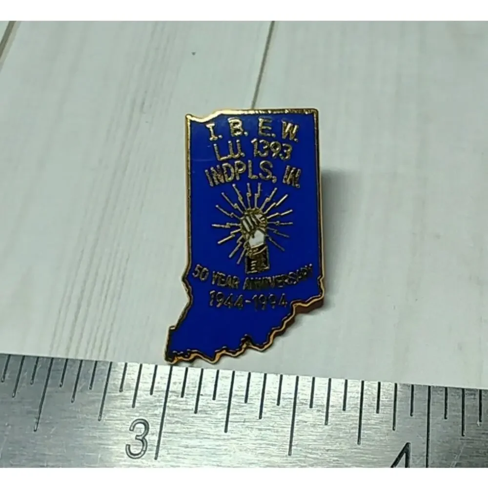 IBEW Local Labor Union 1393 Indianapolis, IN State Shaped 50th Anniversary Pin